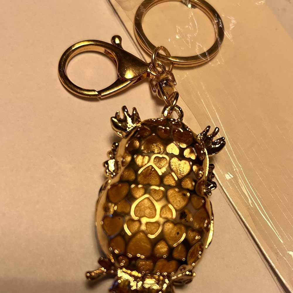 Gold and Blue Owl Crystal Keychain Bagcharm - Picture 3 of 3